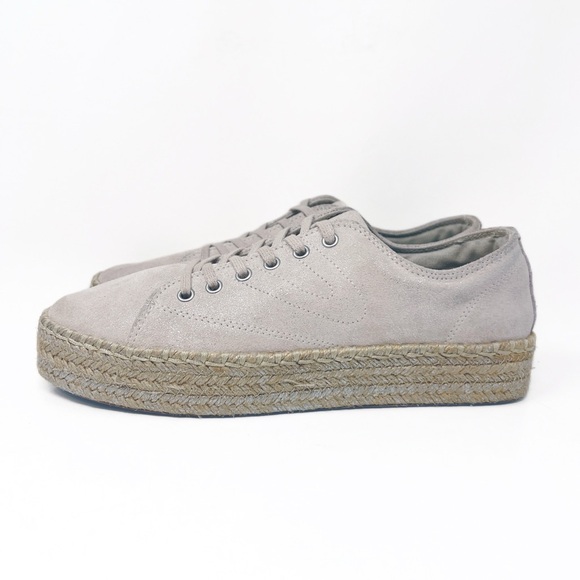 Tretorn Eve Suede Platform Espadrilles Sneakers in Birch Silver - Picture 4 of 13